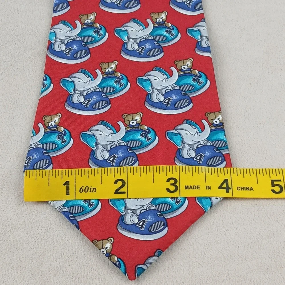 VTG Halston 4x57 Mens Silk Tie Woven Elephant Bear‎ Lightweight
